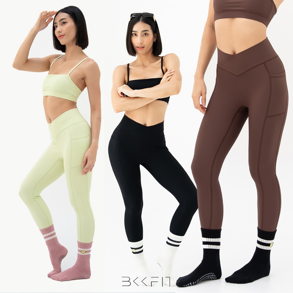 BKKFit Ribbed V Leggings เลกกิ้งออกกำลังกาย ผ้า Ribbed เอว V