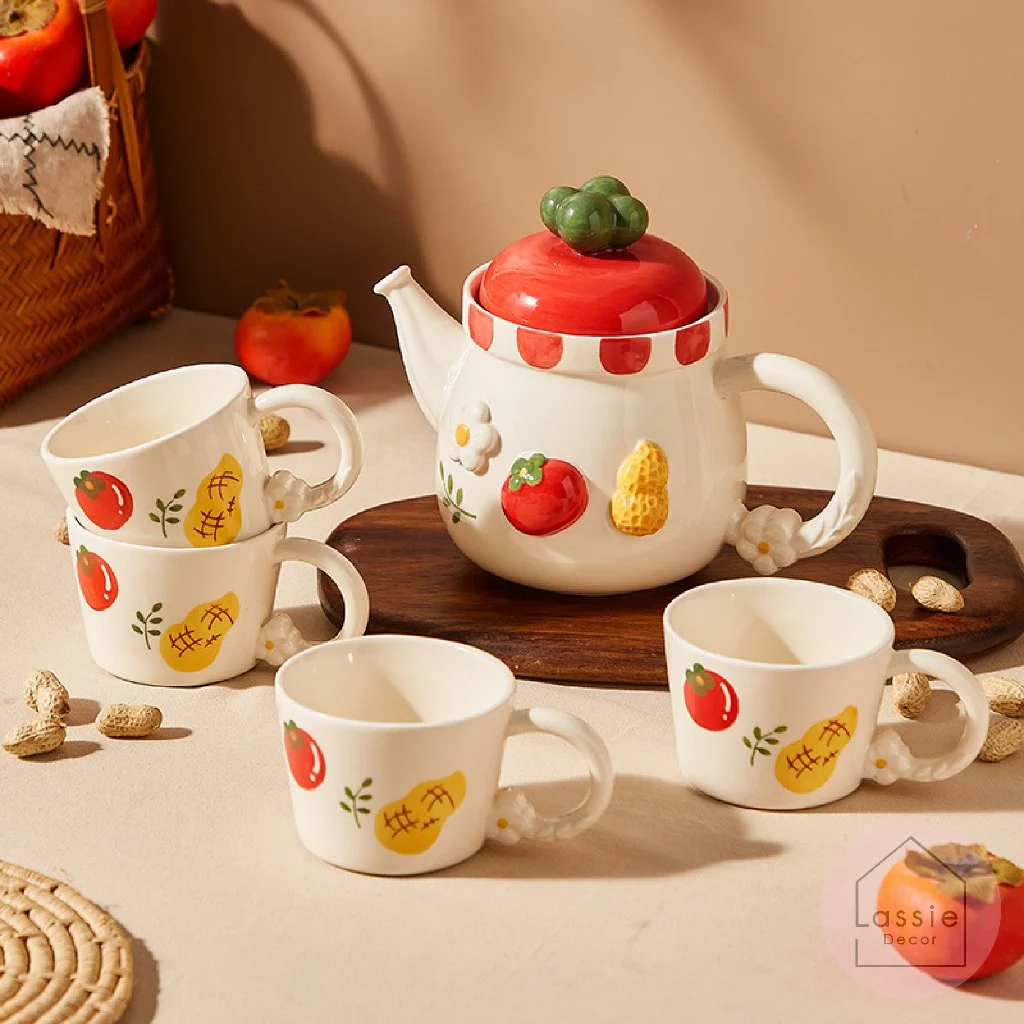 🌟เซตจานชาม Tomato & Peanut จานเซรามิก เข้าไมโครเวฟได้ Food Grade สำหรับสายแต่งบ้าน เพิ่มสีสันให้โต๊ะอาหาร Lassie Decor thumbnail 3