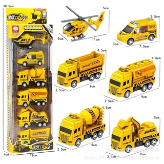 JoyToys รถบรรทุกของเล่นหกคันสำหรับเด็กรถบรรทุกของเล่นเฉื่อย, รถดับเพลิงแบบจำลองโรงเรียนอนุบาล