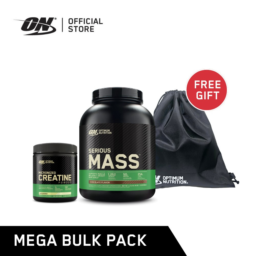 Optimum Nutrition Mega Bulk Pack ประกอบด้วย On  Serious Mass 6 Ibs. + On Creatine 300 g. Free On STR