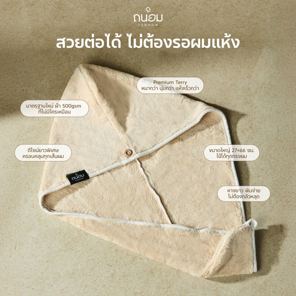 [สินค้าใหม่] หมวกเช็ดผม Premium Microfiber 500gsm ซับน้ำไว x2 รูปที่ 2