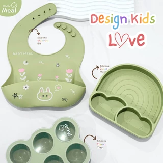 BabyMeal ที่กันเปื้อนซิลิโคน ลายการ์ตูน พร้อมช่องเก็บเศษอาหาร | Silicone Bib x Wonderland Themes (Only at BabyMeal)