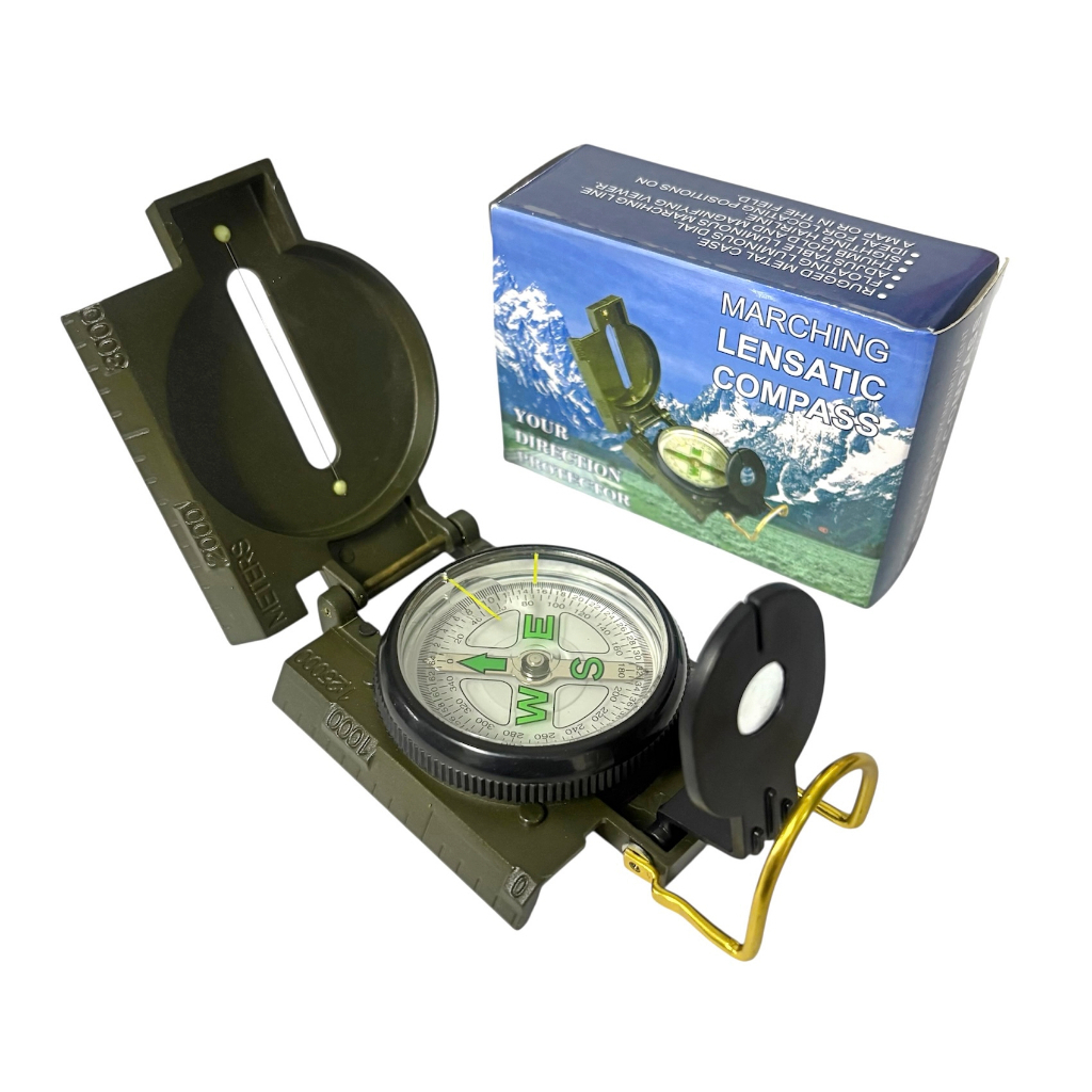 เข็มทิศทหาร Lensatic Compass เข็มทิศเดินป่า ตลับพลาสติก
