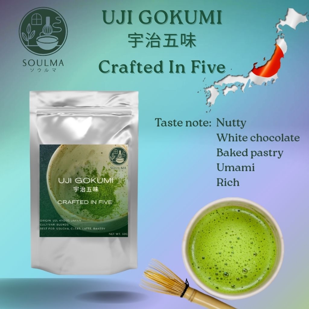 UJI GOKUMI ผงมัทฉะเกรดพรีเมี่ยมนำเข้าจากเมืองอูจิ Uji, Kyoto, Japan แบรนด์ SOULMA
