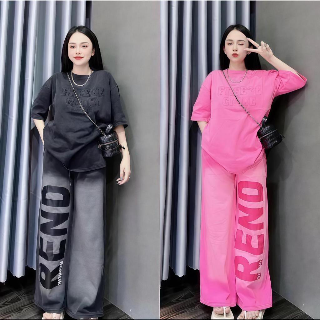 No.Set333 ชุดเซ็ท2ชิ้น สีพื้น กางเกงสกรีนลายอังกฤษ เสื้อผ้าแฟชั่น Free Size อก44นิ้ว ความยาวเสื้อ26นิ้ว เอว24-36นิ้ว