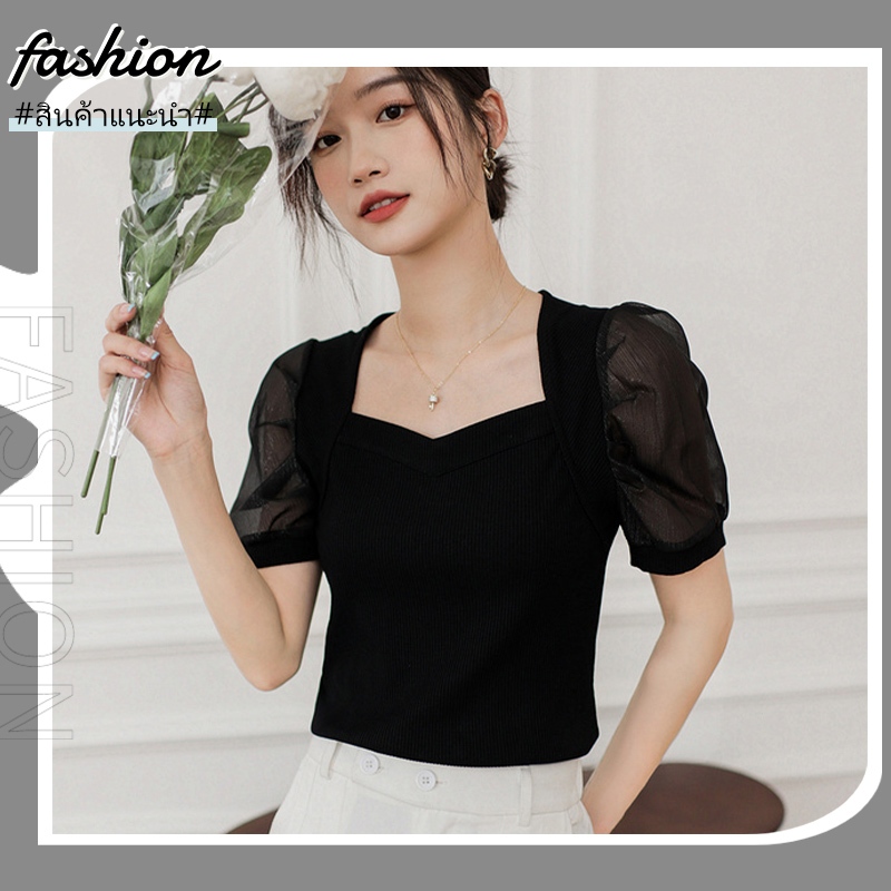 FBAShop  ขายดี⭐️เสื้อแฟชั่นราคาถูก เสื้อผู้หญิงใส่ทำงาน ดีเทลแต่งแขนจั๊ม สวยเก๋สะดุดตา🎀ใส่เที่ยวเริ่ด ใส่ทำงานปัง เนื้อผ