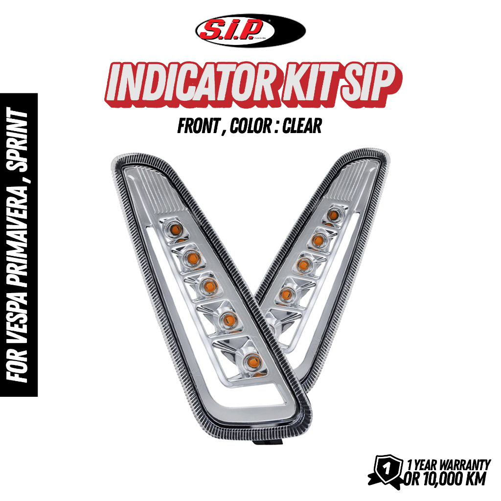 ไฟเลี้ยวหน้า S.I.P สี CLEAR สำหรับ VESPA (SPRINT, PRIMAVERA)( MV40011C)
