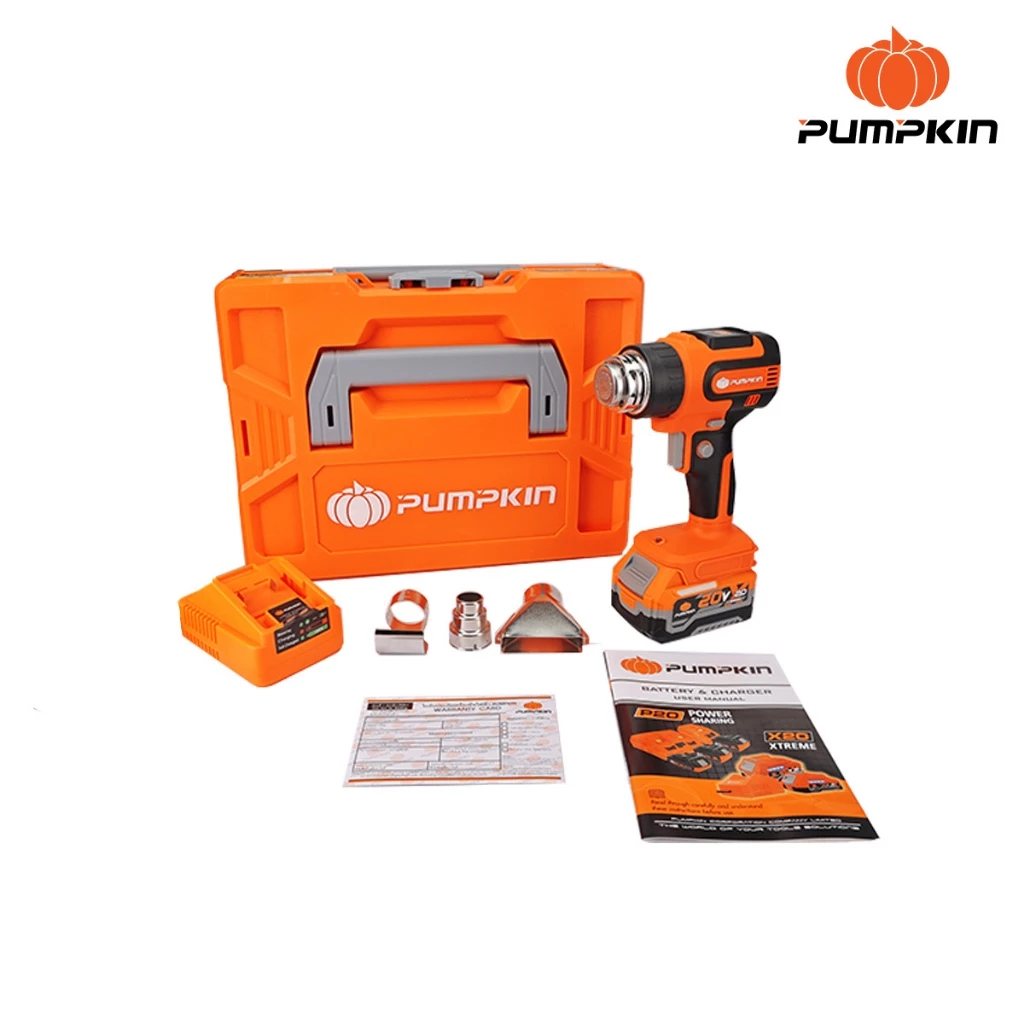 PUMPKIN เครื่องเป่าลมร้อนไร้สาย รุ่น INF-255CHG-401K-X20 50455 (เครื่องพร้อมเเบตเเละเเท่นชาร์จ) ปรับได้ 2ระดับ เป่าลม