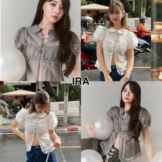 BY IRA Amy Top เสื้อคอปก ผ้าคอตตอน 100 แต่งลูกไม้ ทรงสวย น่ารัก เซ็กซี่