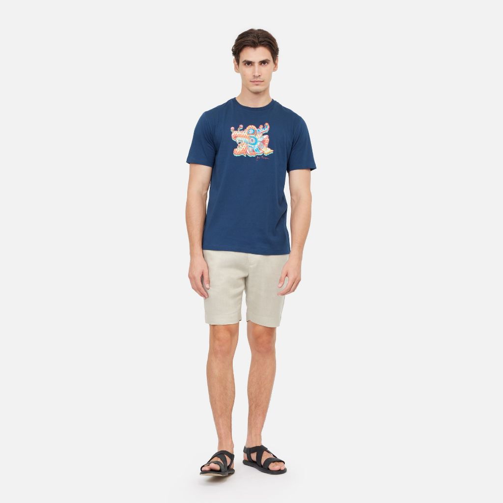 Dragon Cotton T-Shirt Navy Blue