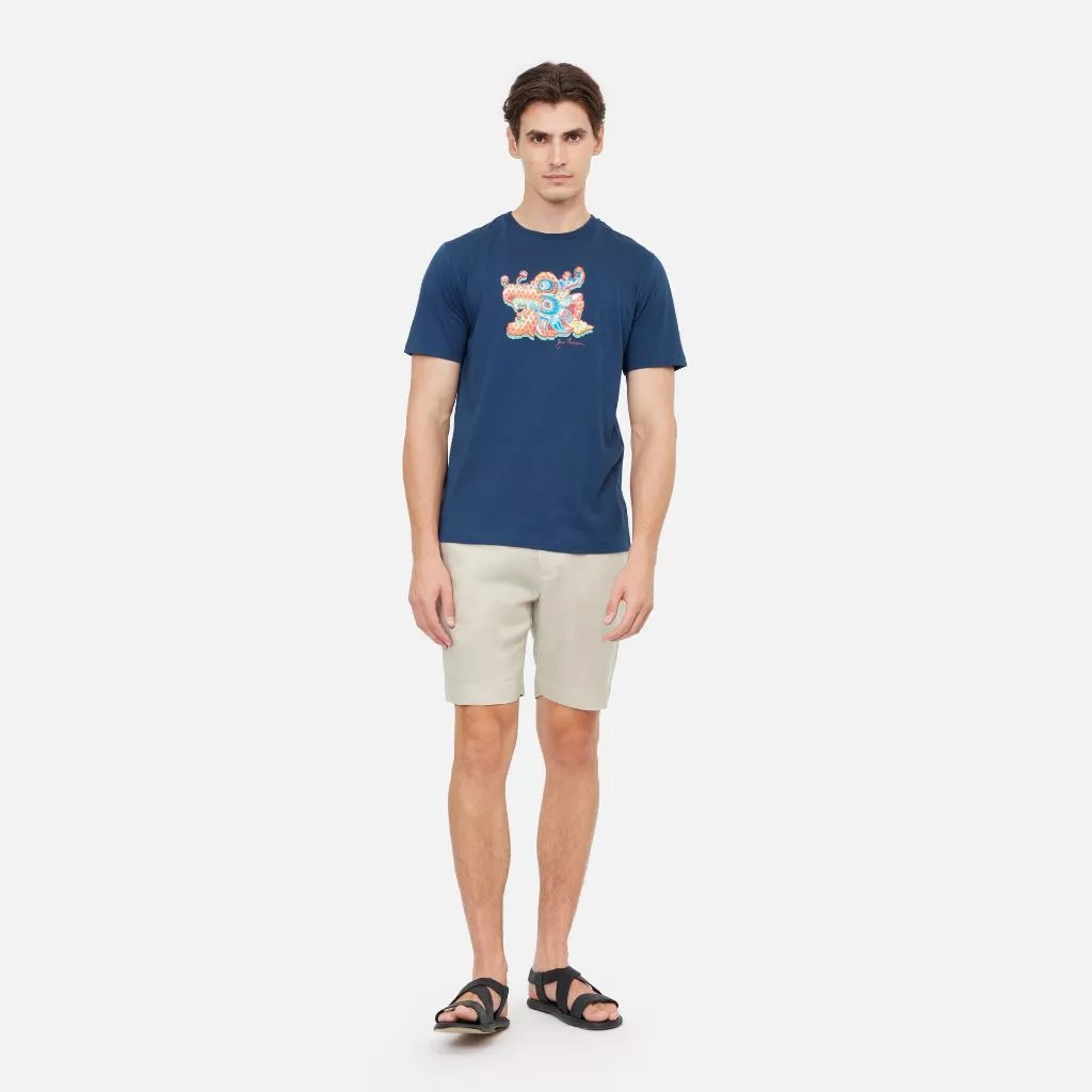 Dragon Cotton T-Shirt Navy Blue