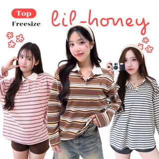 JARINYA เสื้อเชิ้ตคอปกแขนยาวลายทาง Unisex ทรง Oversize เนื้อผ้าคุณภาพเกรดดี ใส่สบาย ปักอะไหล่ โลโก้