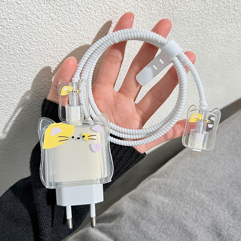 【ส่งจากไทย มาใหม่ 1ชุด 5ชิ้น】เคส สำหรับ ไอโฟน Adapter ฝาครอบป้องกันสายชาร์จแมวน่ารัก ฝาครอบป้องกันสายเคเบิลข้อมูล