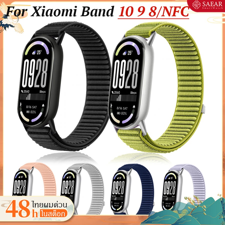 สายไนลอนสำหรับวง Xiaomi Mi Band 10 9 8 สายรัด SmartWatch สำหรับวง Xiaomi SmartBand 10 9 8 NFC Soft Breathable สายรัด