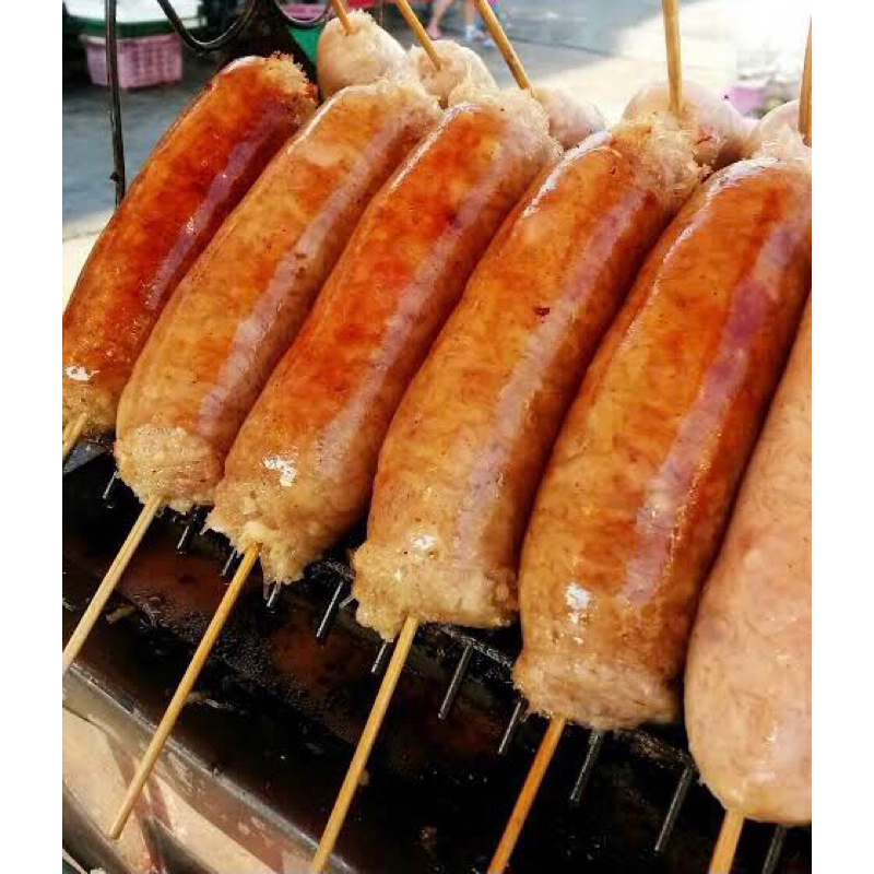 ไส้กรอก อีสาน หมู วุ้นเส้น หอม พริกไทย ดำ โบราณ สด ใหม่ หนัง กรอบ อร่อยที่สุดในสุรินทร์ 10ไม้  ปิ้ง เตา ถ่าน ไซต์ใหญ่XL
