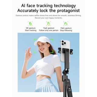 HOCO K32 ขาตั้งกล้องอัจฉริยะ AI ติดตามใบหน้า 360° พร้อมรีโมท ปรับสูงสุด 181 ซม. ไม้เซลฟี่ ขาตั้งมือถือ gimbal hc6