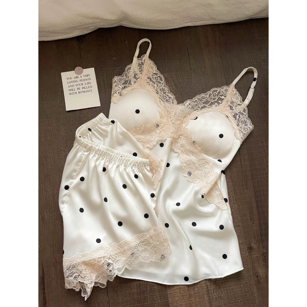 SUMMER22Y ♡ ชุดนอนลูกไม้ขาสั้น (เสื้อ+กางเกง)