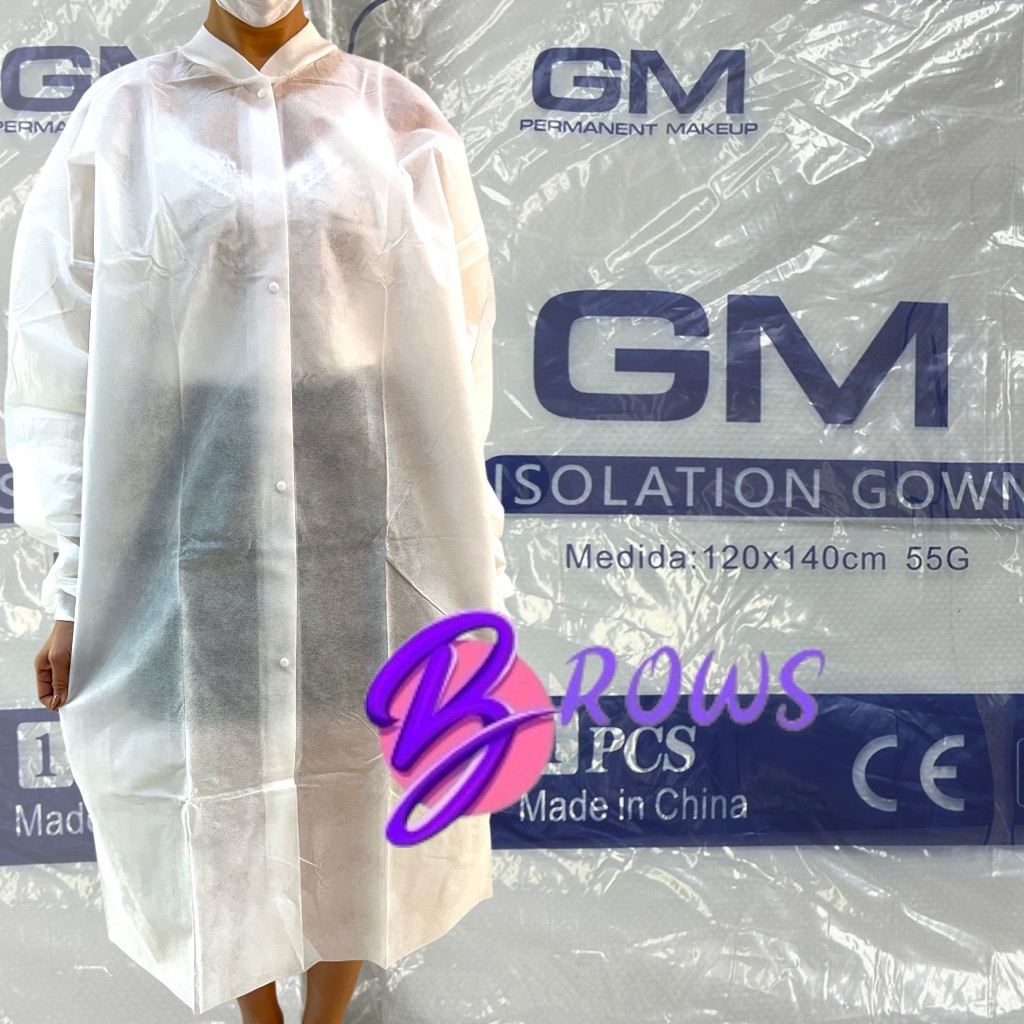 Gm ชุดปฏิบัติงานกระดุม ชุดขาวกันเปื้อน ชุดgm ชุดคลุม