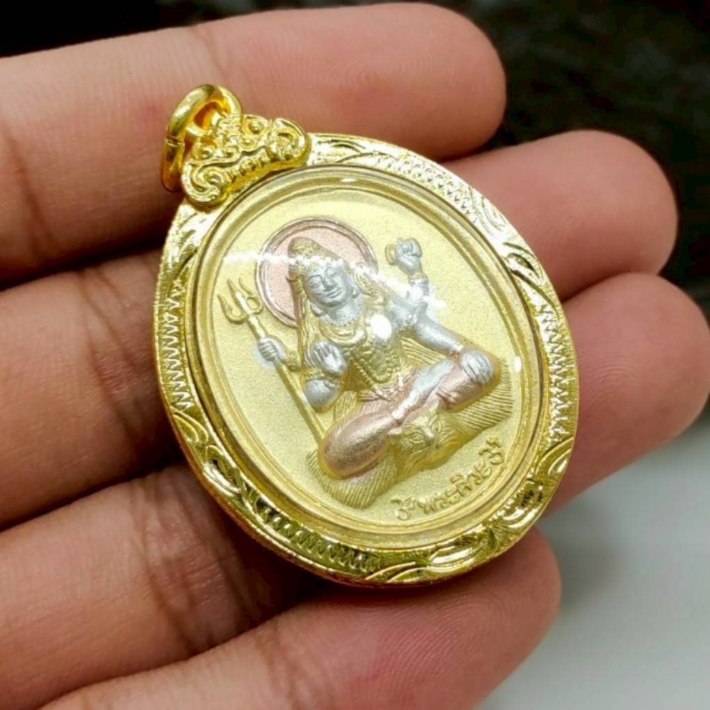 เหรียญพระศิวะ แม่อุมา วัดศรีอุมาเทวี เนื้อทองสามกษัตริย์ เลี่ยมทองไมครอนกันน้ำ