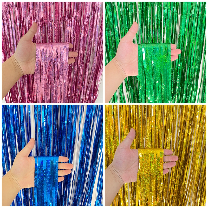 ม่านฟอยล์  ขนาด 2 ม.  เนื้อเงา เมทัลลิค  สีด้าน ตกแต่งงานปาร์ตี้ Backdrop