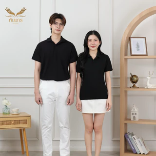 Punnakorn เสื้อโปโลสีดำ ผ้านุ่ม ใส่ระบายอากาศ ไม่ยับ พร้อมส่งทุกไซส์ เสื้อคอปกโปโล