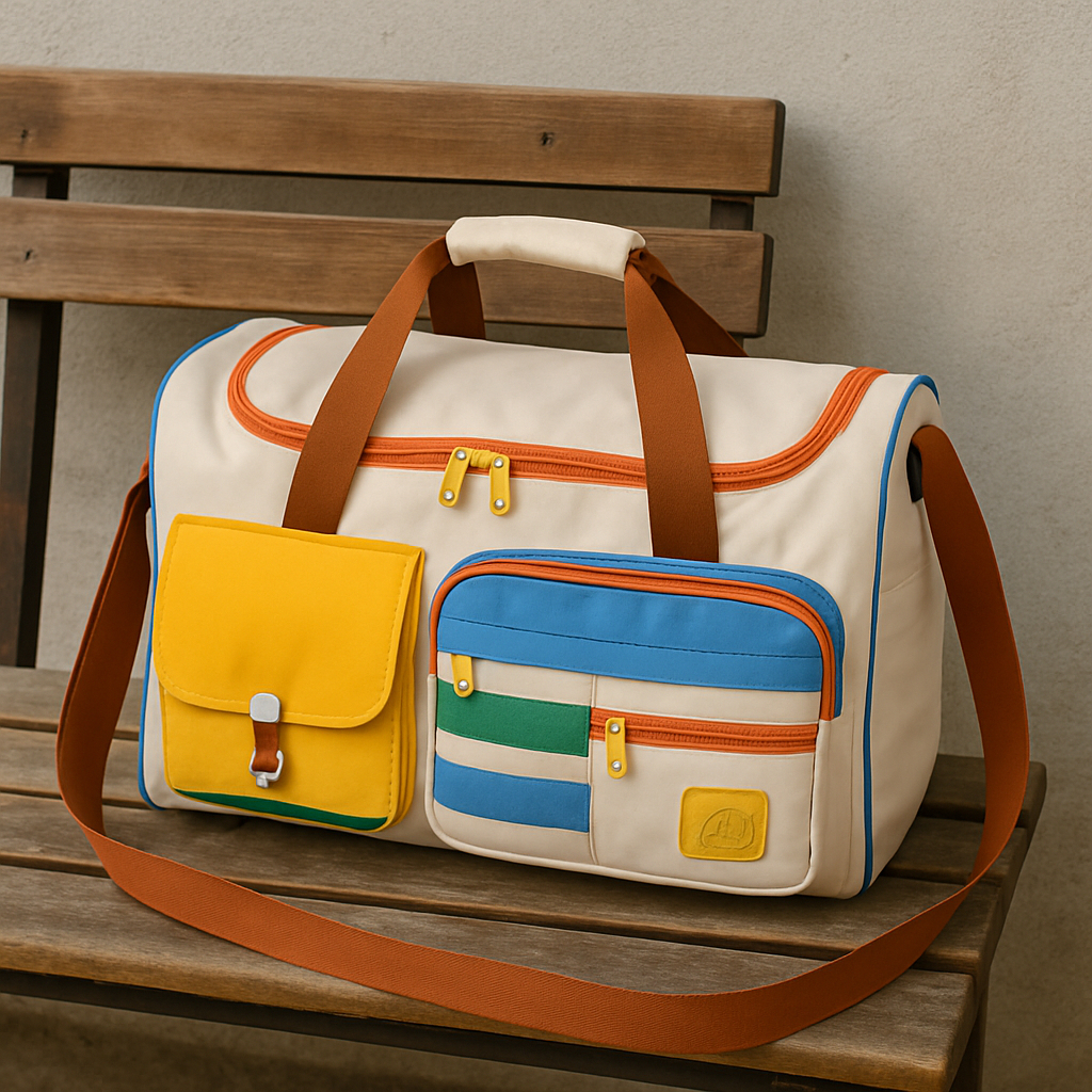 กระเป๋าดัฟเฟิล Duffle Bag มีช่องแยก มีซิปพร้อมส่ง ขนาด 50x25x20 ซม. วัสดุ Oxford ไนลอน สีขาว ทนทาน น้ำหนักเบา