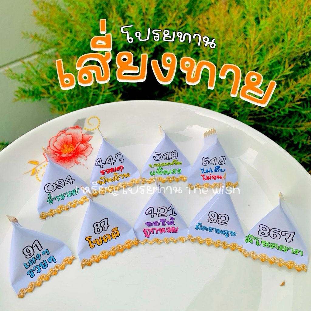 กระดาษโปรยทายแคนดี้ ลายเสี่ยงทาย+คำอวยพร (กาวในตัว)