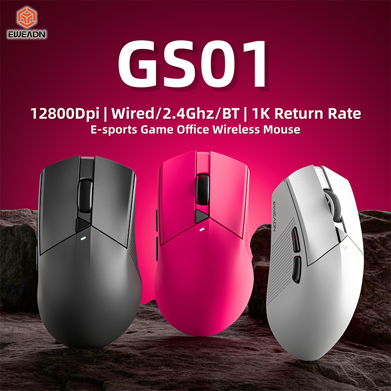 EWEADN GS01 เมาส์ไร้สายน้ำหนักเบาความละเอียด 1Khz 12800DPI พร้อมการปรับระดับ 6 ระดับ E-Sports FPS Csgo For PC/Laptop
