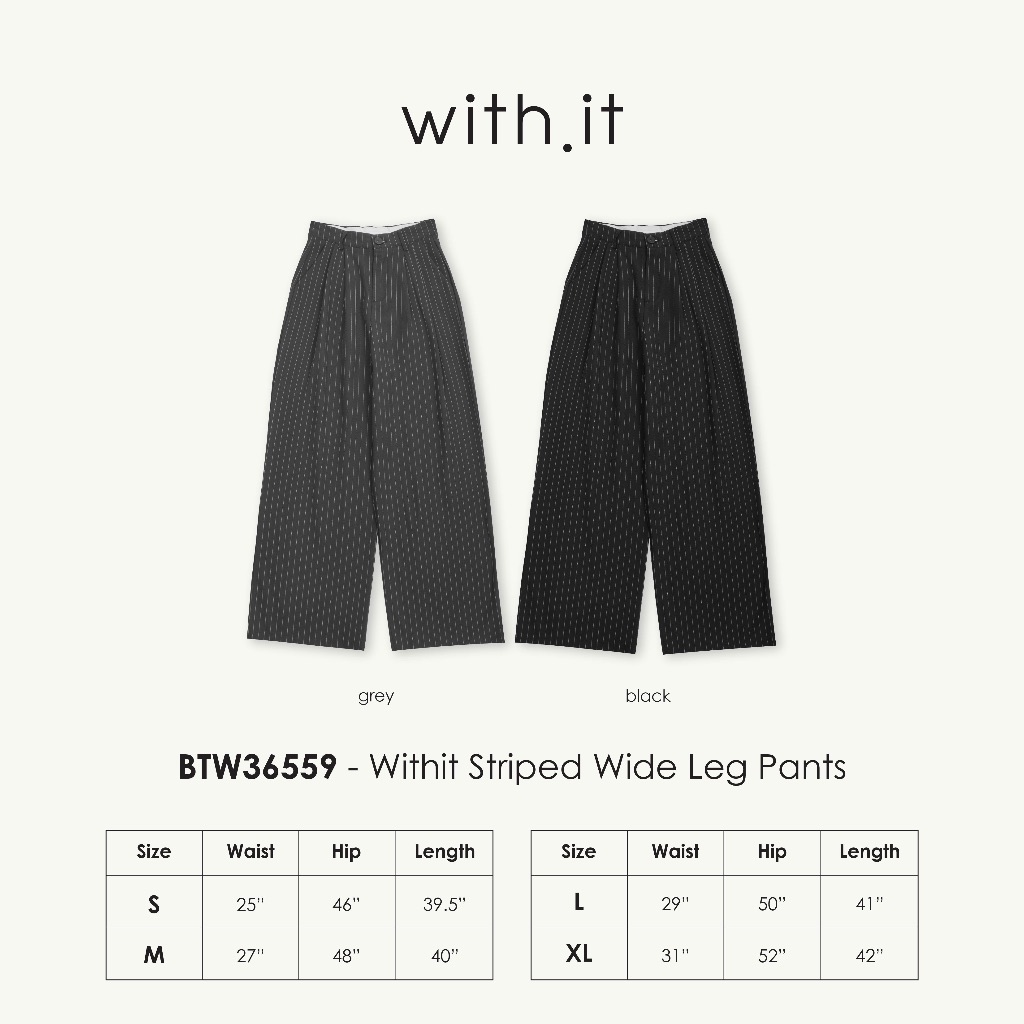 Withit Striped Wide Leg Pants กางเกงขายาวลายทาง - BTW36559