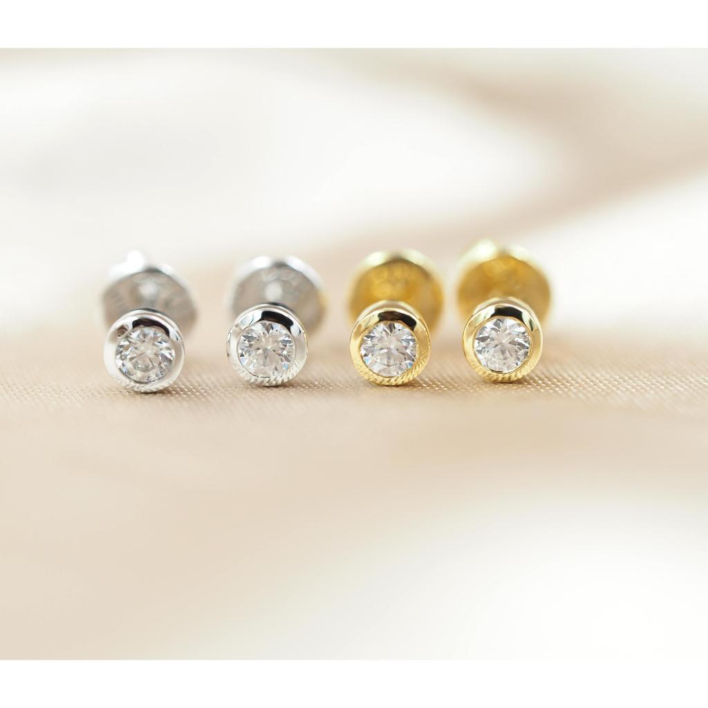 MSCHOO ต่างหูฝังหุ้ม CZ 3 mm.-4 mm.