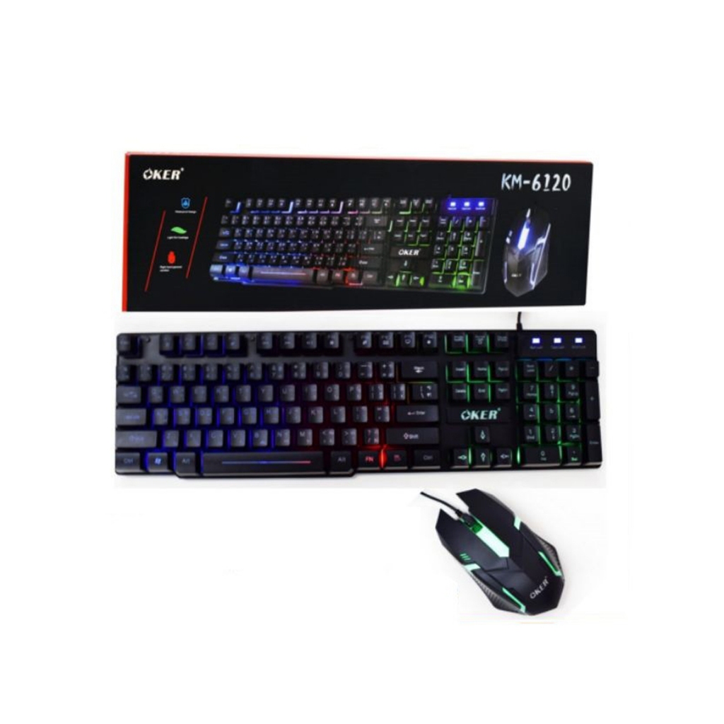 ชุดคีย์บอร์ด+เมาส์ ไฟทะลุตัวอักษรไทย OKER Keyboard&Mouse KM-6120