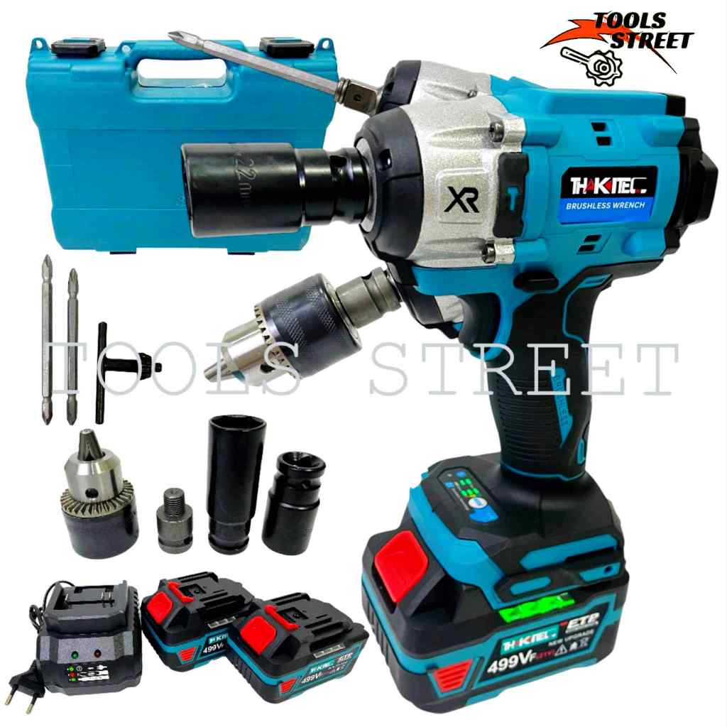 THAKITEC บล็อกไขควงสว่านกระแทกแบต 3IN1 ไร้แปรงถ่าน ALL NEW 499Vf แบต 2 ก้อน แรงบิด 560 NM XR TECHNOL