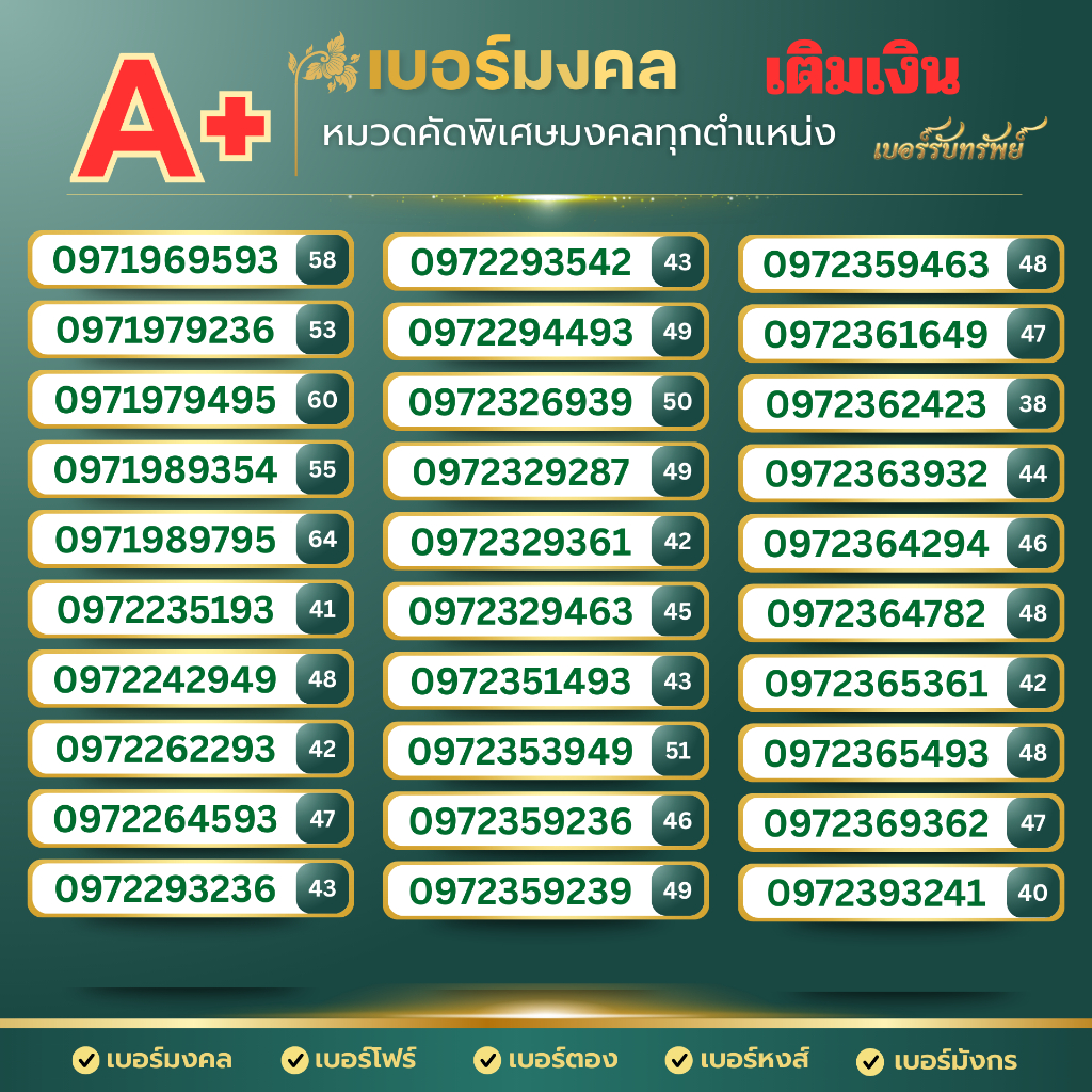 เบอร์มงคลซิมเบอร์เติมเงิน เกรดA++มงคลแท้ราคา1800เท่านั้น