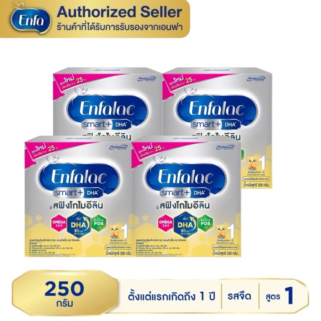 Enfalac Smart+1 เอนฟาแล็ค สมาร์ทพลัส นมผง สูตร 1 รสจืด ขนาด 4400  กรัม (บรรจุ 550 กรัม x 8ซอง)