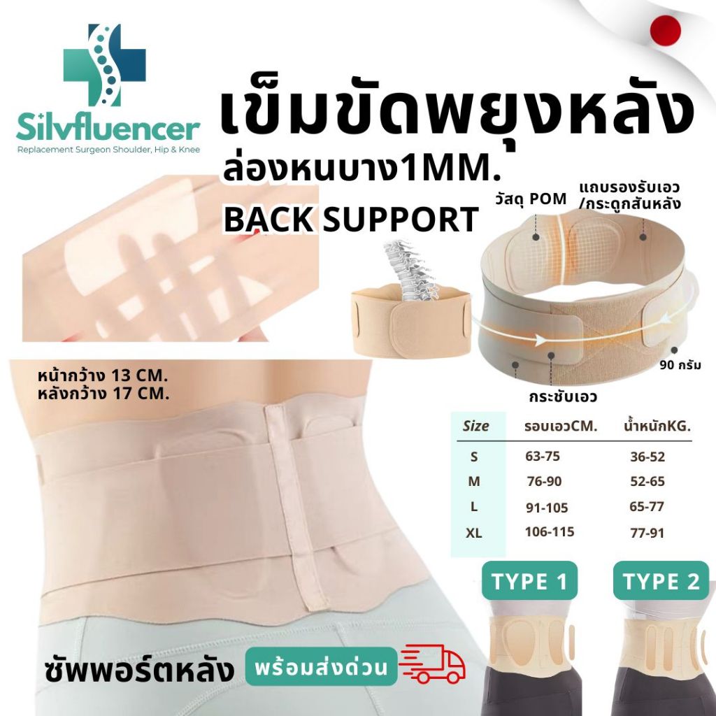 เข็มขัดพยุงหลังทางการแพทย์ ที่ดามหลัง สายรัดเอว พยุงหลังล่องหน กระดูกสันหลังเสื่อม หมอนรองกระดูก