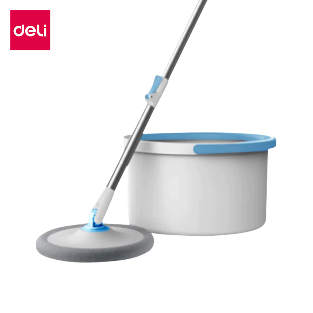 Deli ไม้ถูพื้น ไม้ถูพื้นแบนหมุนได้ ไม้ม็อบ ชุดถังปั่น  มีถังแยกน้ำในตัว แบบกลม แบบเหลี่ยม Spin Mop