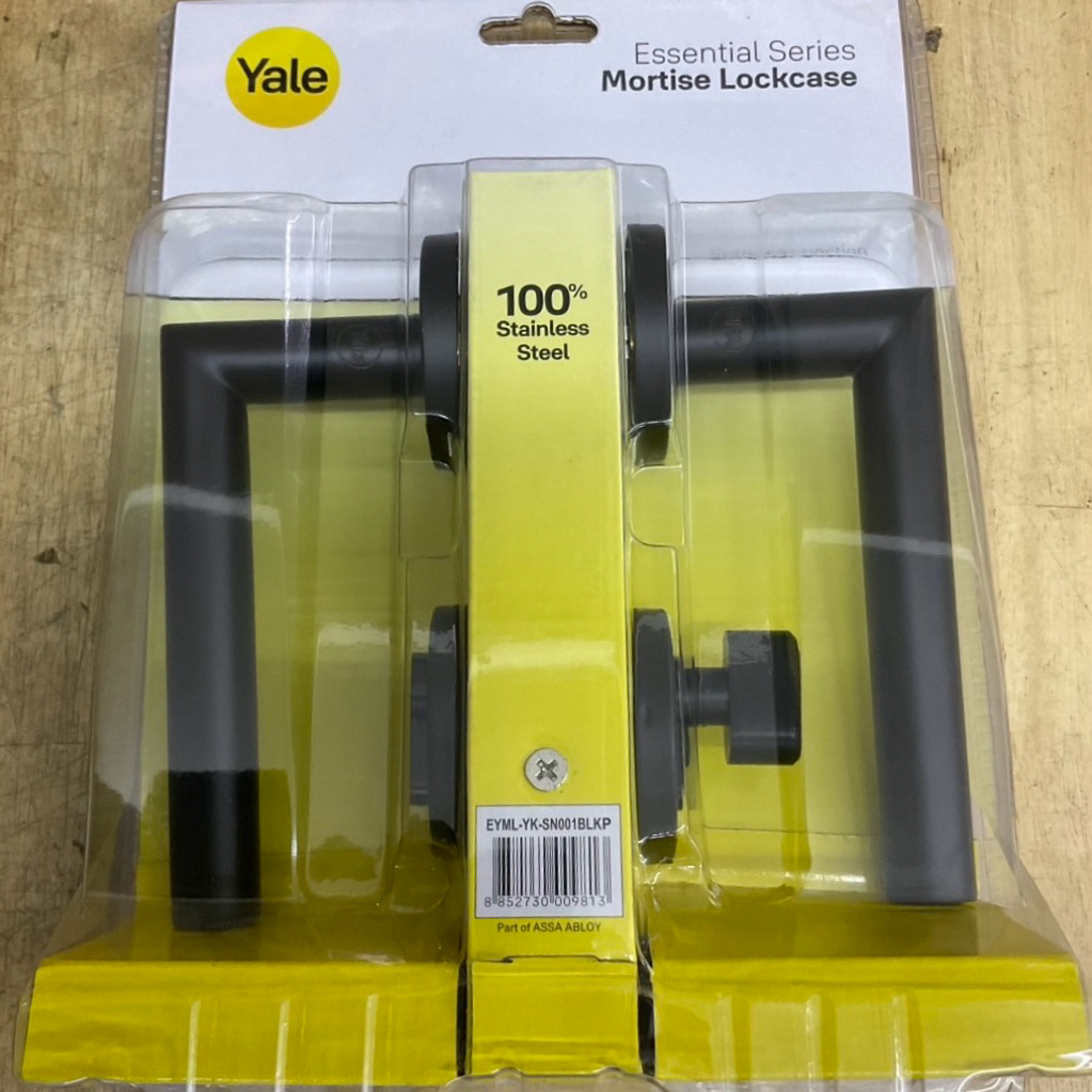 Yale ชุดมือจับก้านโยก สีดำ ตลับมอทิสล็อค ห้องทั่วไปมีกุญแจ EYML-YK-SN001BLKP ห้องน้ำไม่มีกุญแจ EYML-