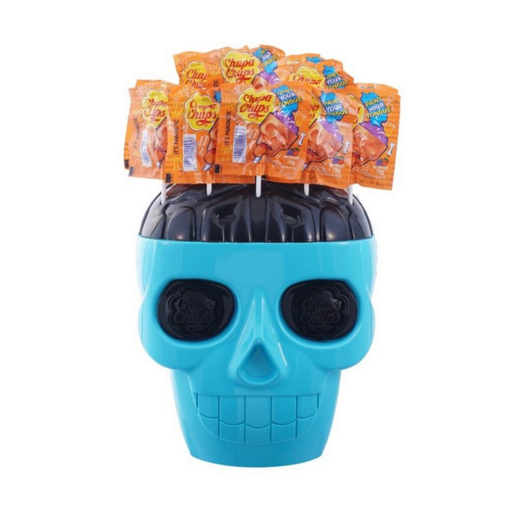 ( ส่งด่วน ) 🍭🎃 Chupa Chups 3D Skull หัวกะโหลก จูปาจุ๊ปส์ / ChupaChups จูปาจุ๊บ หัวกระโหลก สีฟ้า-ดำ