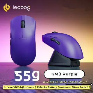 LEOBOG GM3 GM3SE เมาส์ไร้สายแสงอัลตร้า 500mAh ระดับแบตเตอรี่ 6 DPI Tri-Mode รองรับสําหรับเกมสํานักงาน