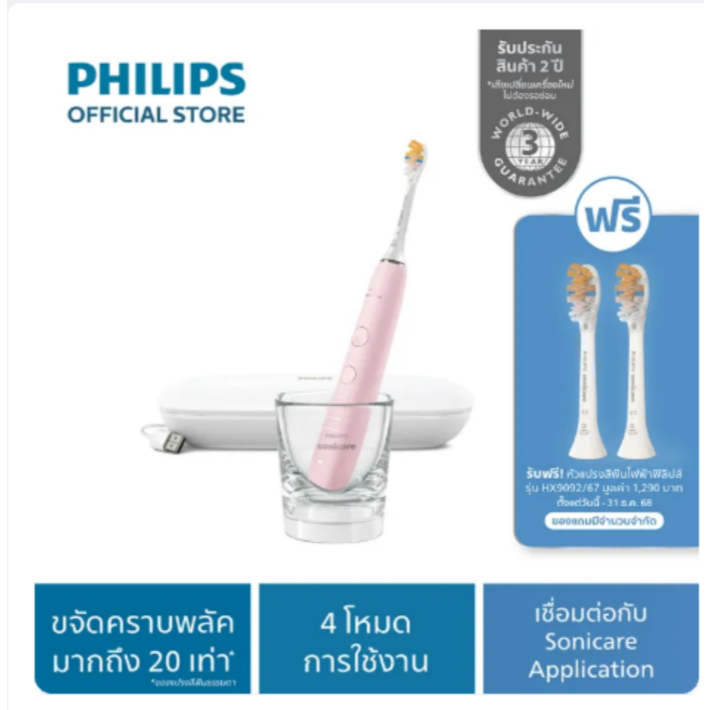 🔥Hot-selling🔥 Philips Sonicare ฟิลิปส์ แปรงสีฟันไฟฟ้า DiamondClean รุ่น HX9914_75