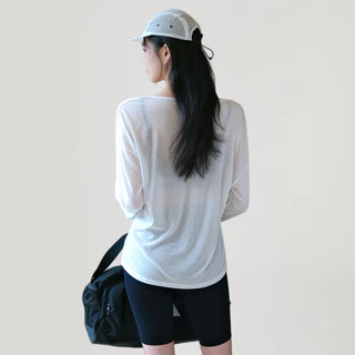 GymHub เสื้อโยคะสตรี แบบหลวม ช่วยพรางหุ่น เสื้อยืดสำหรับออกกำลังกาย เสื้อคลุมสำหรับวิ่ง ออกกำลังกาย แขนยาว