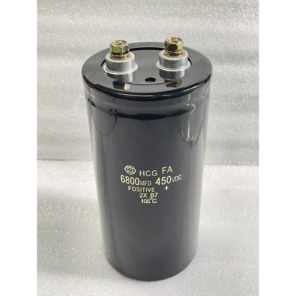 CAPACITOR 6800UF 450V สีดำSURGE 500VDC 7.5x15.5CMค่าผิดพลาด+-20% คาปาซิเตอร์แบบขันสกรูC 6800UF450V C