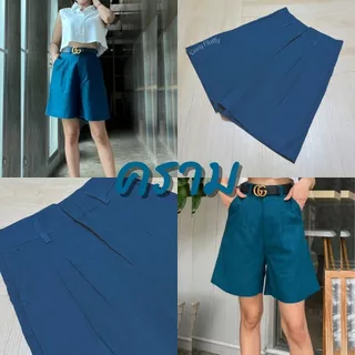 [Cozy Fluffy] Maki Pant / Winter Linoir 401 กางเกงขาสั้น2ส่วนมีหูผ้าลินินผสมฝ้ายเก็บทรงเอวสูงใส่สบาย