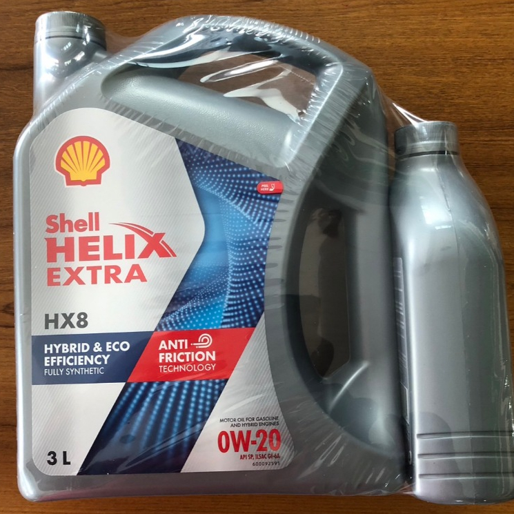 **โฉมใหม่** น้ำมันเครื่องเบนซินสังเคราะห์ เชลล์ HX8 0W-20 Shell HX8 0W-20 SP  3 ลิตร / 3+1 ลิตร