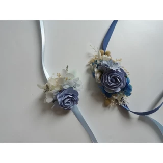 Memoryofflower•ข้อมือเพื่อนเจ้าสาว เข็มกลัด โทนฟ้า Navy ฟ้าsky