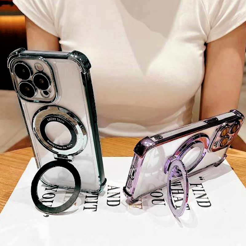 Caseเคสใสขอบเงา รุ่นออปโป้ A3(5G) A3X A3Pro A5(5G) A5i A5X A5Pro ขาตั้งแม่เหล็กกากเพชร