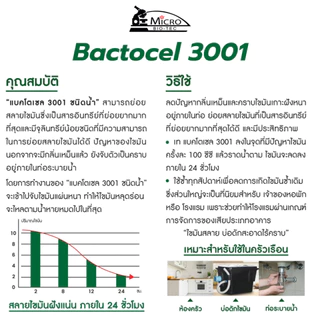 Bactocel 3001 1000cc จุลินทรีย์ ย่อยสลายไขมัน ดับกลิ่นเหม็นไขมัน บ่อดักไขมัน แก้ท่อตัน