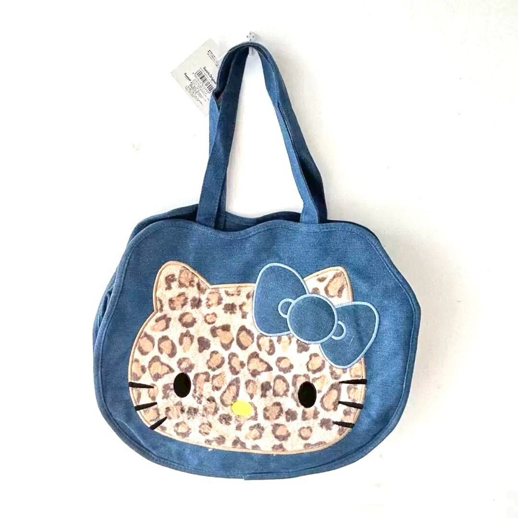 กระเป๋าสะพายผ้ายีนส์ Hello Kitty ลายเสือ ใบใหญ่ใส่ของได้เยอะ