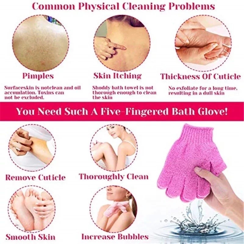 ถุงมือขัดผิวอาบน้ำ (ขจัดเซลล์ผิวเก่า) - 6 สีให้เลือก จัดส่งจากประเทศไทย G2983 - 1