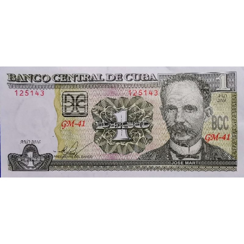 แบงก์​คิวบา​ Cuba, 1 Peso, (รุ่น​ Jose Marti), B788, ไม่​ผ่าน​ใช้​ UNC